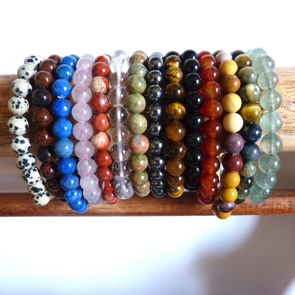 Pregevole collezione di bracciali in lapislazzuli, occhio di tigre, quarzo trasparente...- 278 g #1.0