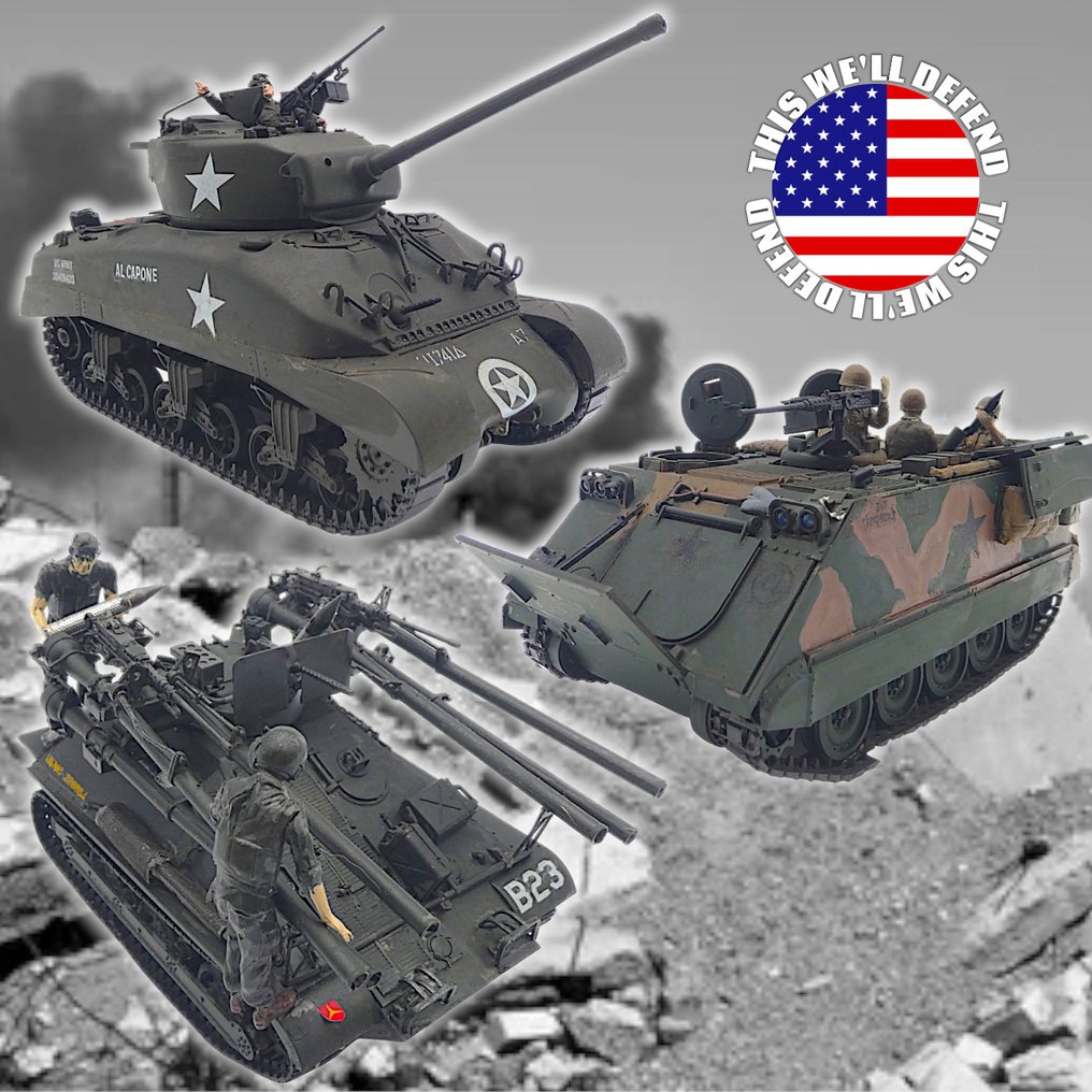 U.S. Army, U.S. Marine Corps (USA) 1:35, 1:72 - Véhicule militaire miniature (3) - M4A1 Sherman / M113 A2 / M50A1 Ontos - World War II - This We'll Defend #1.0