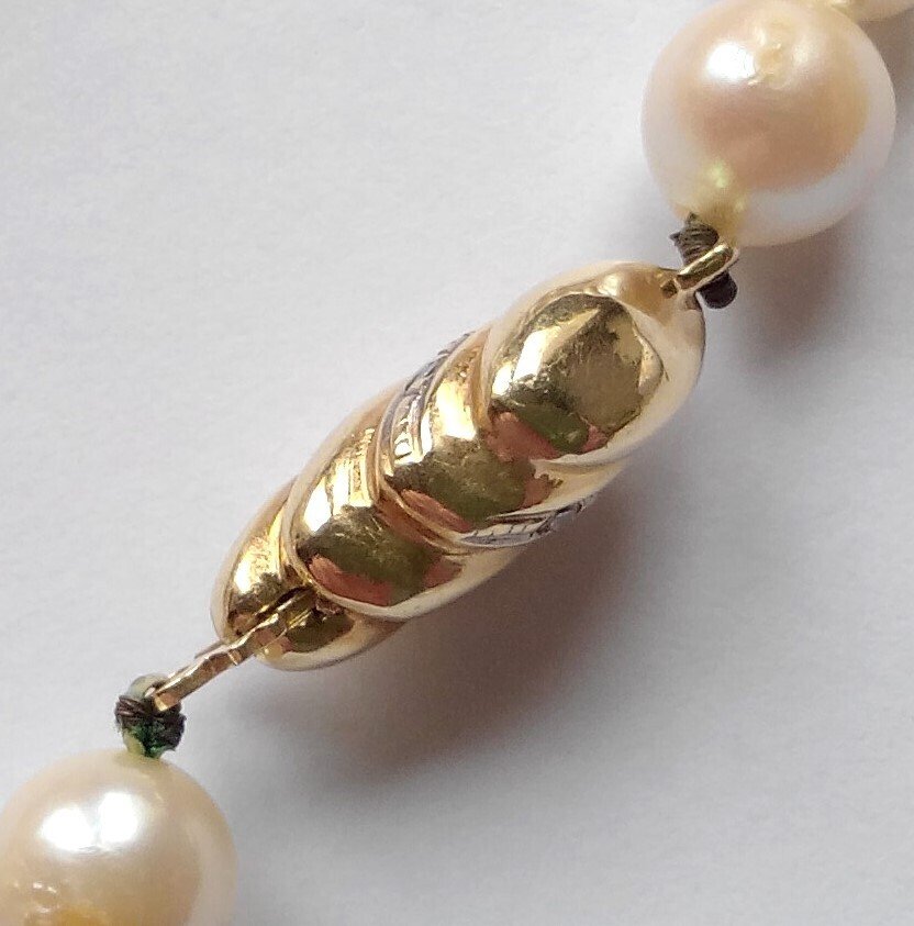 没有保留价 - 项链 14克金链 - 阿科亚珍珠 - 天然钻石 #4.3