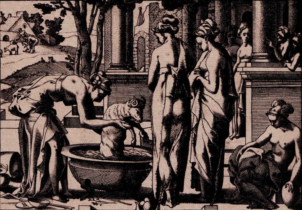 René Boyvin (1525 - .1580 ) - Medea putting a ram into a vat in front of Pelias' daughters #1.0