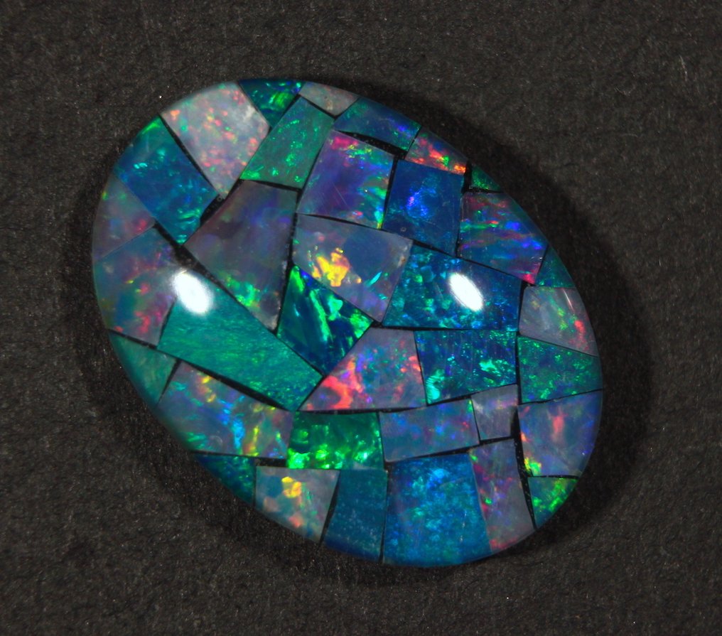 Free shipping, 7.20 carats, Australian Mosaic Triplet Opal Cabochon - Height: 18 mm - Width: 13 mm- 1.44 g #3.2