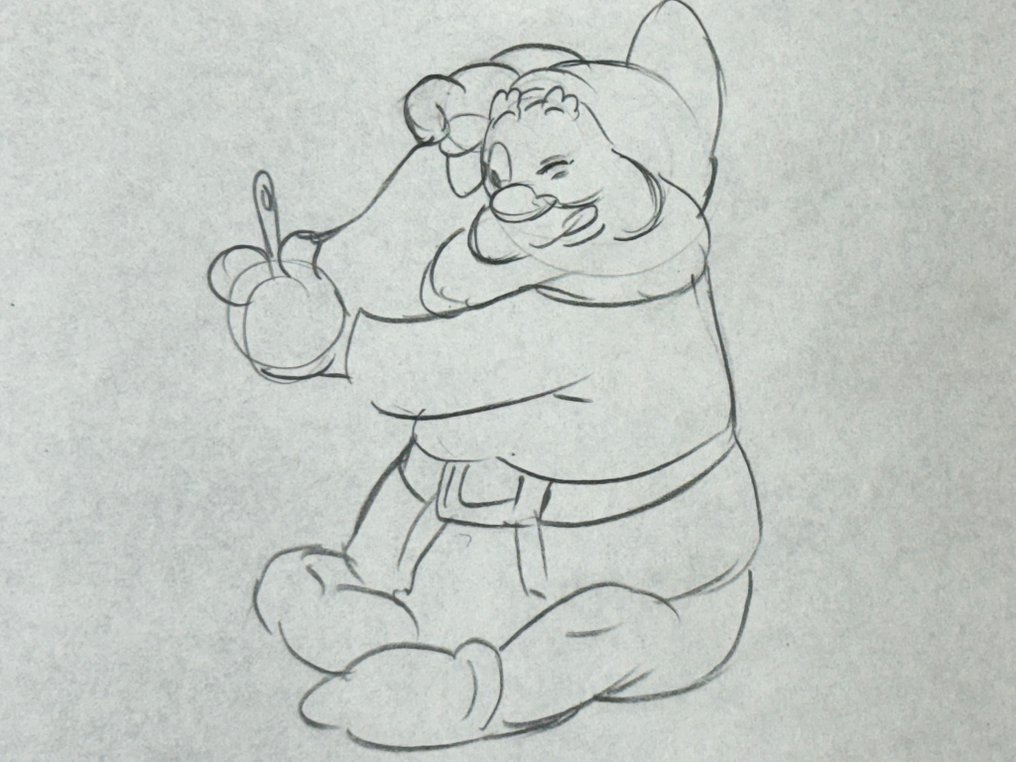 Walt Disney - Animation Drawing of Happy (1937) - Snow White & The Seven Dwarfs #1.0