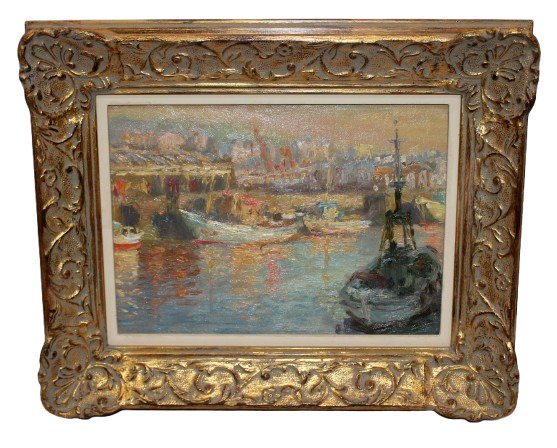 Scuola spagnola (XX) - Amanecer sobre el muelle #1.0