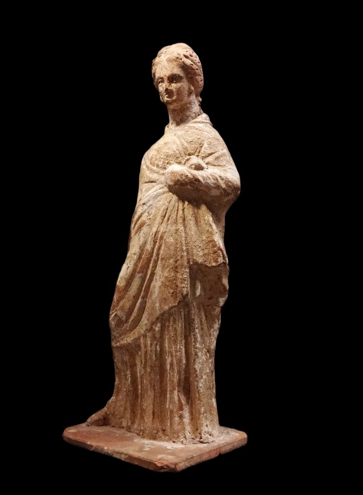 Αρχαία Ελλάδα Εύγευστη στατούλα της Τανάγρας με ντραπέ - 4ος αιώνας π.Χ. #1.0