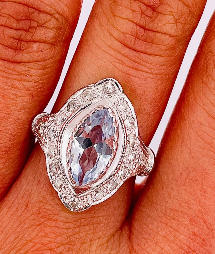 戒指 白金 黄宝石 - 钻石 #3.2