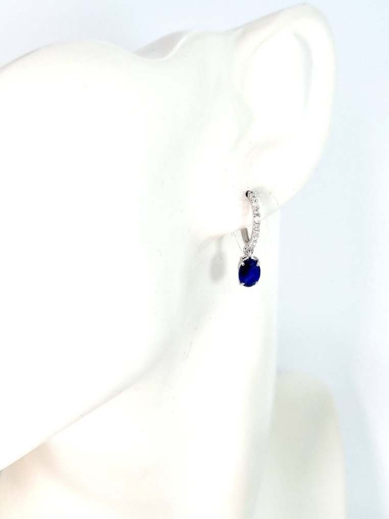 Earrings - 18 kt. White gold Sapphire - Diamond #4.3