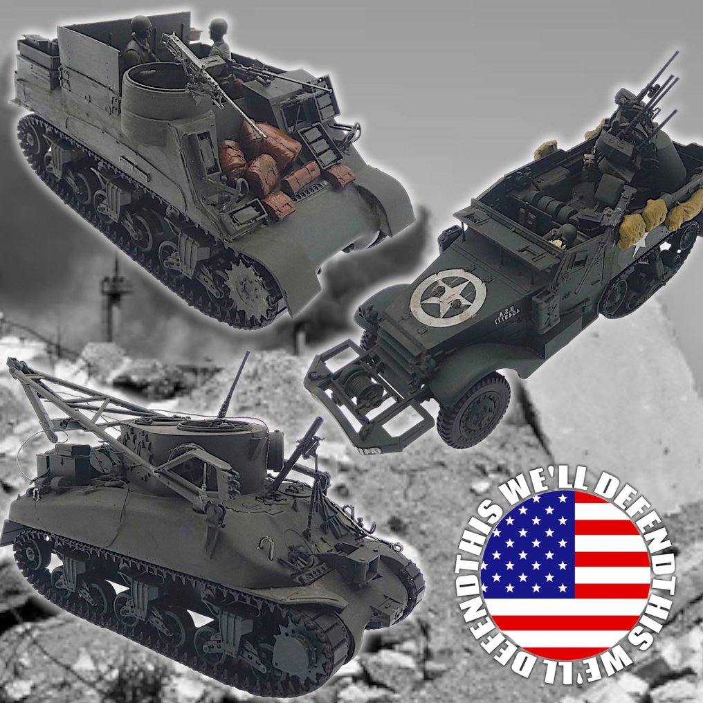 U.S. Army (USA) 1:43, 1:35 - 模型機械  (3) - M7 Priest / M16 Multiple Gun Motor Carriage / M32B1 - World War II - Serie: "这我们将捍卫" #1.0