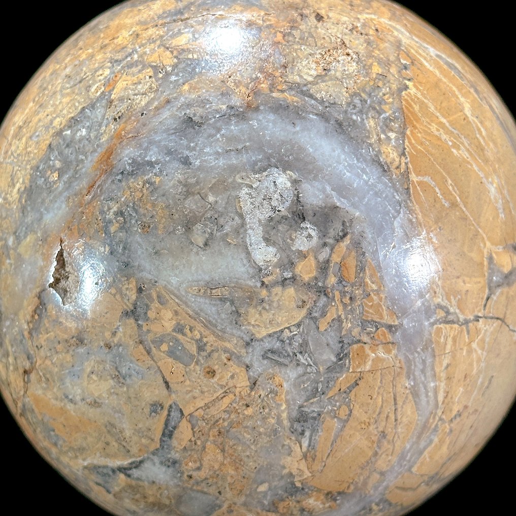 Διακοσμητικό στολίδι (2) - NO RESERVE PRICE - Wonderful Pair of Shell Ball & Yellow Maligano Jasper on stands - Ινδονησία #4.3