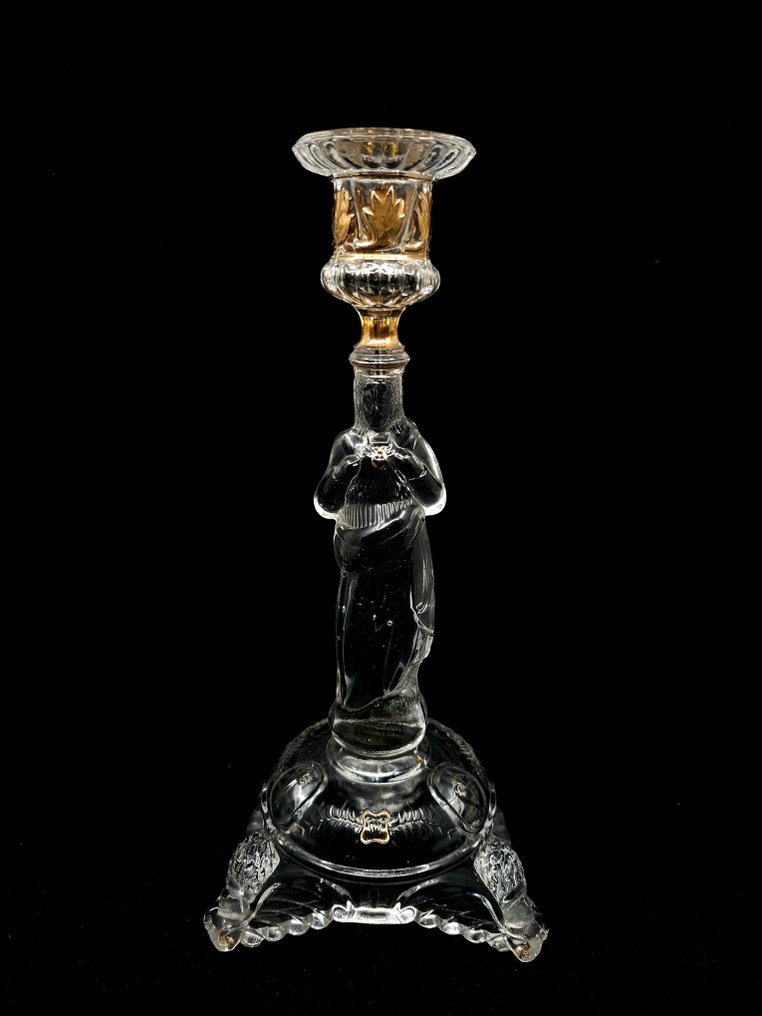 Val Saint Lambert - Candlestick Sacred Heart of Jesus and Mary (2) - Glass #1.0