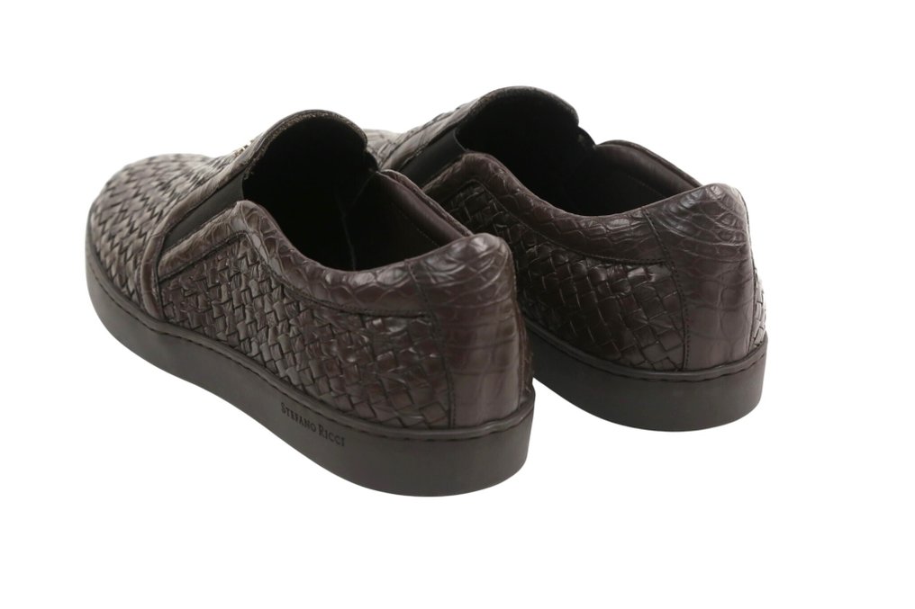 RRP 4830€ STEFANO RICCI– 100% Woven Alligator Slip-On Sneakers in Dark Brown – 9 UK - 运动鞋 - 尺寸: EU 43 - 带标签的新品 #3.2