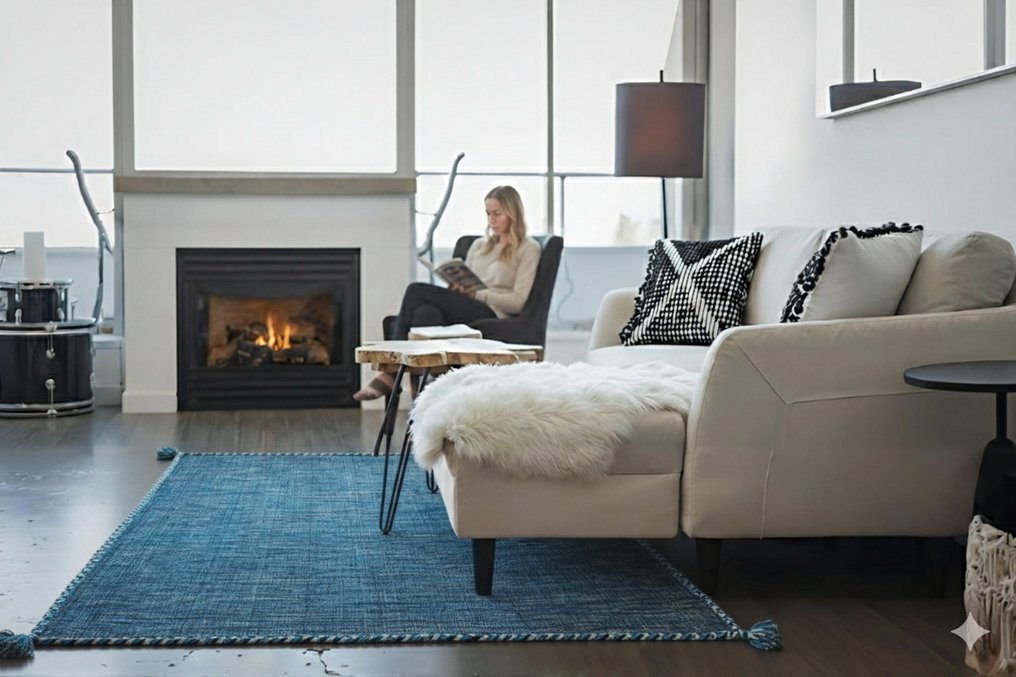 Modernes Blau - Teppich - 200 cm - 140 cm - unbenutzter Zustand #1.0