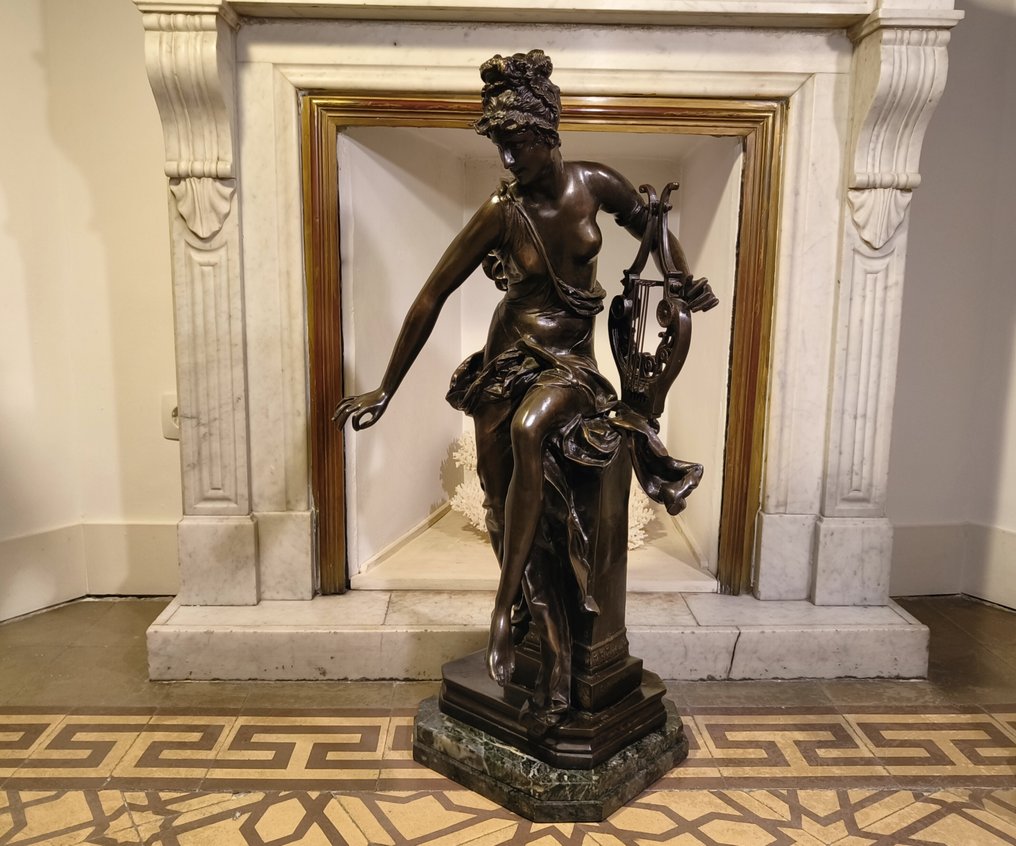 después del modelo por Albert -Ernest de Carrier Belleuse (1824-1887) - Sculpture, Melodía - 81 cm - Patinated bronze #1.0