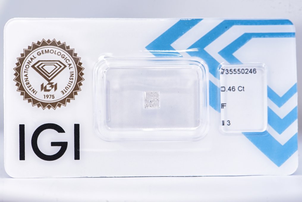 Sem preço de reserva - 1 pcs Diamante  (Natural)  - 0.46 ct - Retângulo - F - I3 - International Gemological Institute (IGI) - VG #1.0
