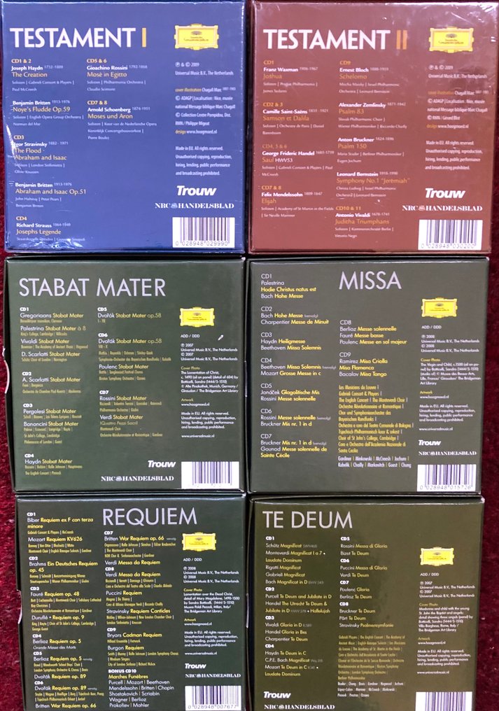 Various composers/various artists - 多位藝術家 - Liturgical music: Testament I & II, Missa, Requiem, Stabat Mater, Te Deum (53 cd's) - 多個標題 - CD 套裝 - 2007 #1.0