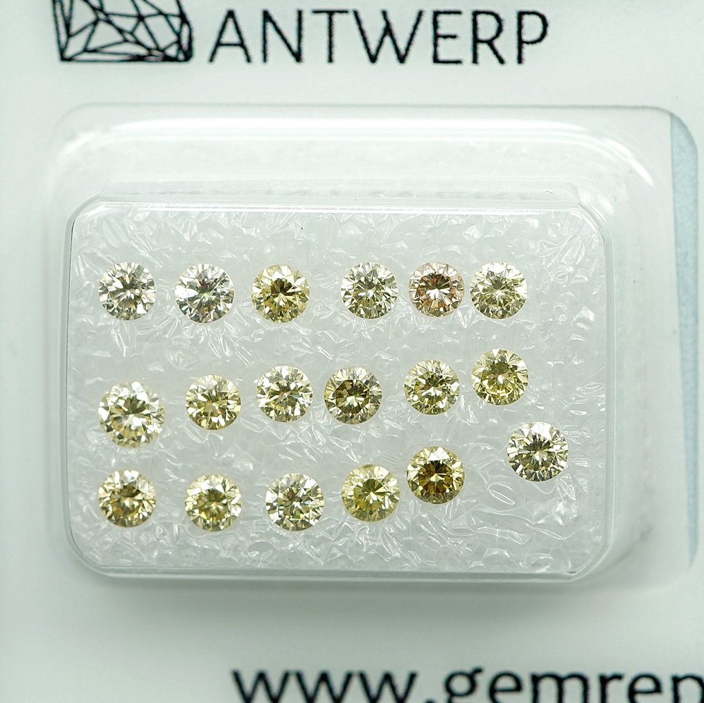18 pcs 钻石  (天然)  - 1.04 ct - 圆形 - VS1 轻微内含一级, SI1 微内含一级 - 安特卫普宝石报告（GRA） #3.2
