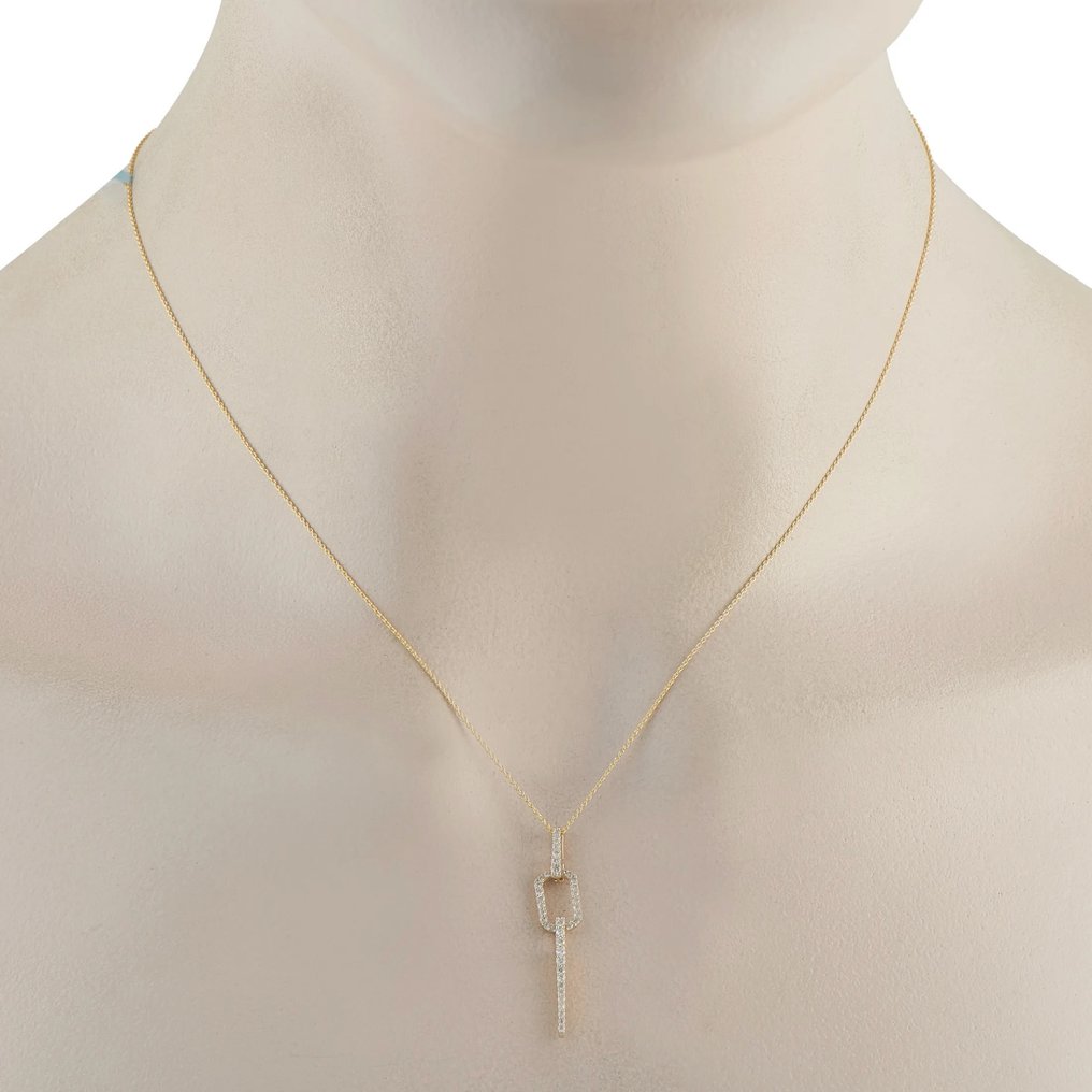 项链 - 14K包金 黄金 - 0.25ct. tw. 钻石 (天然) #1.0