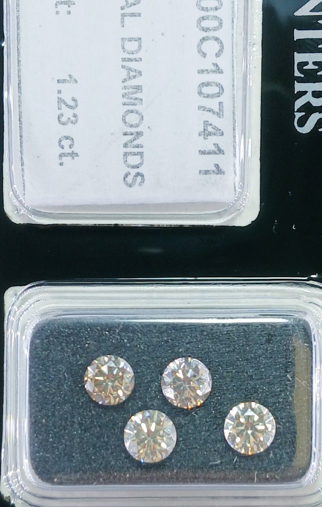 没有保留价 - 4 pcs 钻石  (天然)  - 1.23 ct - 圆形 - H, K - SI1 微内含一级, VVS1 极轻微内含一级 - 以色列宝石中心（G.C.I.） #1.0