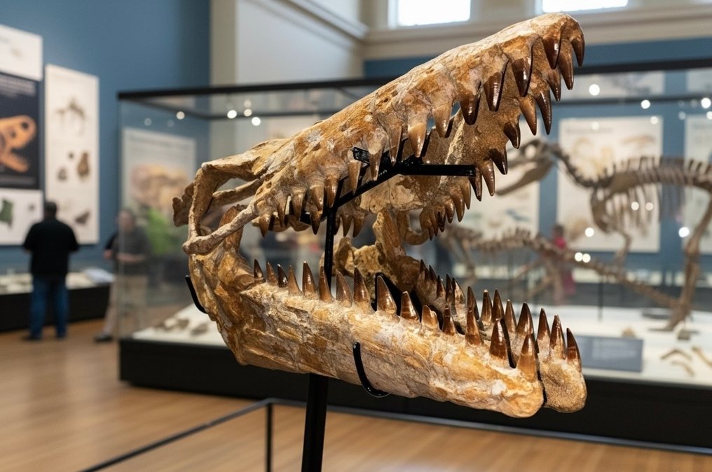 Réptil marinho - Crânio fóssil - Mosasaurus sp. - 70 cm - 30 cm #1.0