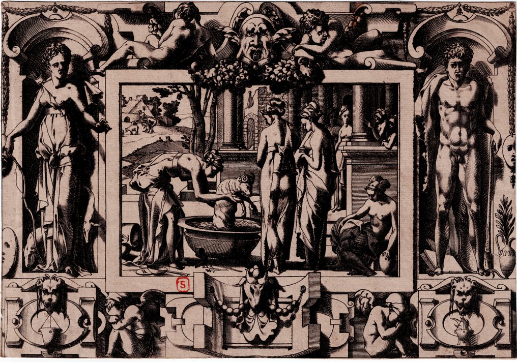René Boyvin (1525 - .1580 ) - Medea putting a ram into a vat in front of Pelias' daughters #1.0