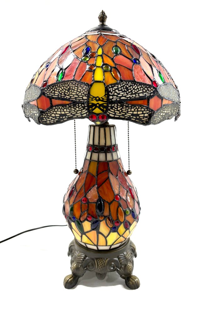 Table lamp - Yellow–Orange Stained-Glass Table Lamp in Tiffany Style - Stained Glass - Tiffany-style table lamp #2.1