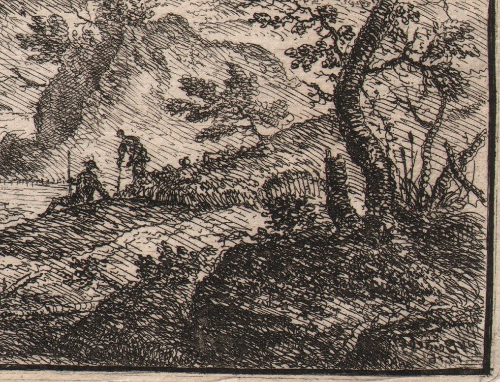 Peter van Bemmel (1685 - 1754) - Landscape with waterfall and walker #1.0