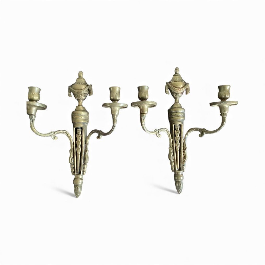 Candeliere Appli wall sconces pronte per essere elettrificate. (2) - Bronzo #2.1