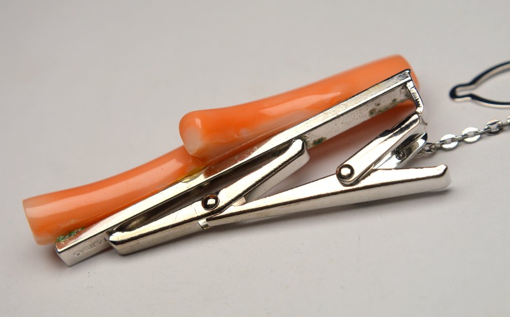 珊瑚 - 銀 - 領帶夾 - 天使肌粉色 #3.2