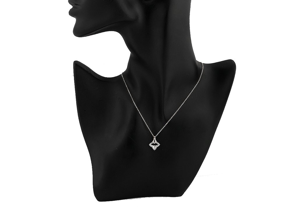 Κολιέ με μενταγιόν - 14 καράτια Λευκός χρυσός - 0.12ct. tw. Διαμάντι (Φυσικό) #2.1