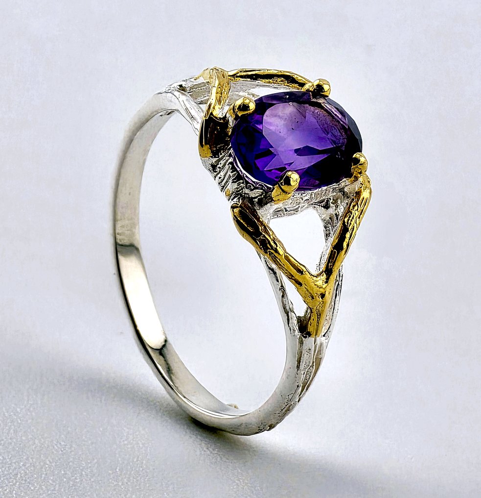 紫水晶 - 银 - 戒指 #4.3