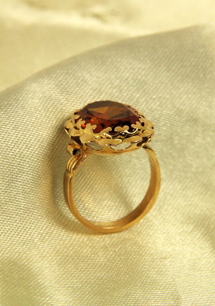 Δαχτυλίδι - 18 καράτια Κίτρινο χρυσό -  13.00ct. tw. Ζαφείρι - Δημιουργήθηκε πέτρα ζαφείρι. #4.3