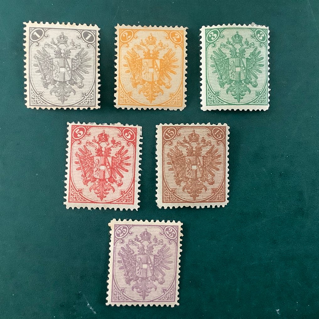 奥地利 1908 - 带有混乱对抗的双鹰标志 - Michel 1/4 I en 6/7 I #1.0