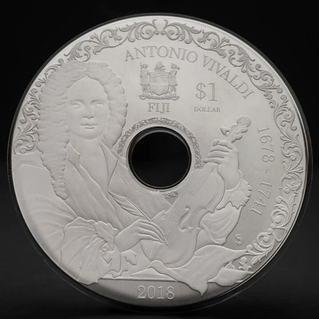 Fiji. 1 Dollar 2018 ANTONIO VIVALDI Playable CD Proof #1.0
