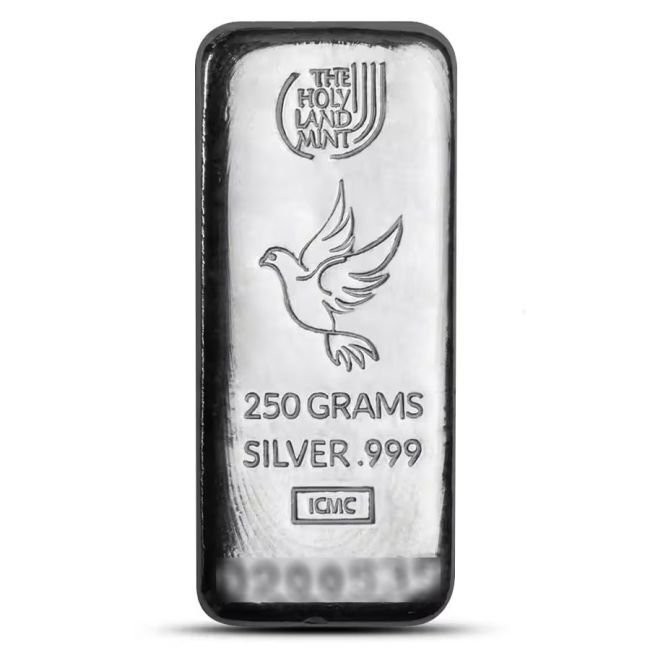 250 grammi - Argento .999 - 250g The Holy Land Mint 999 Fine Silver Cast Bar (Long) #2.1