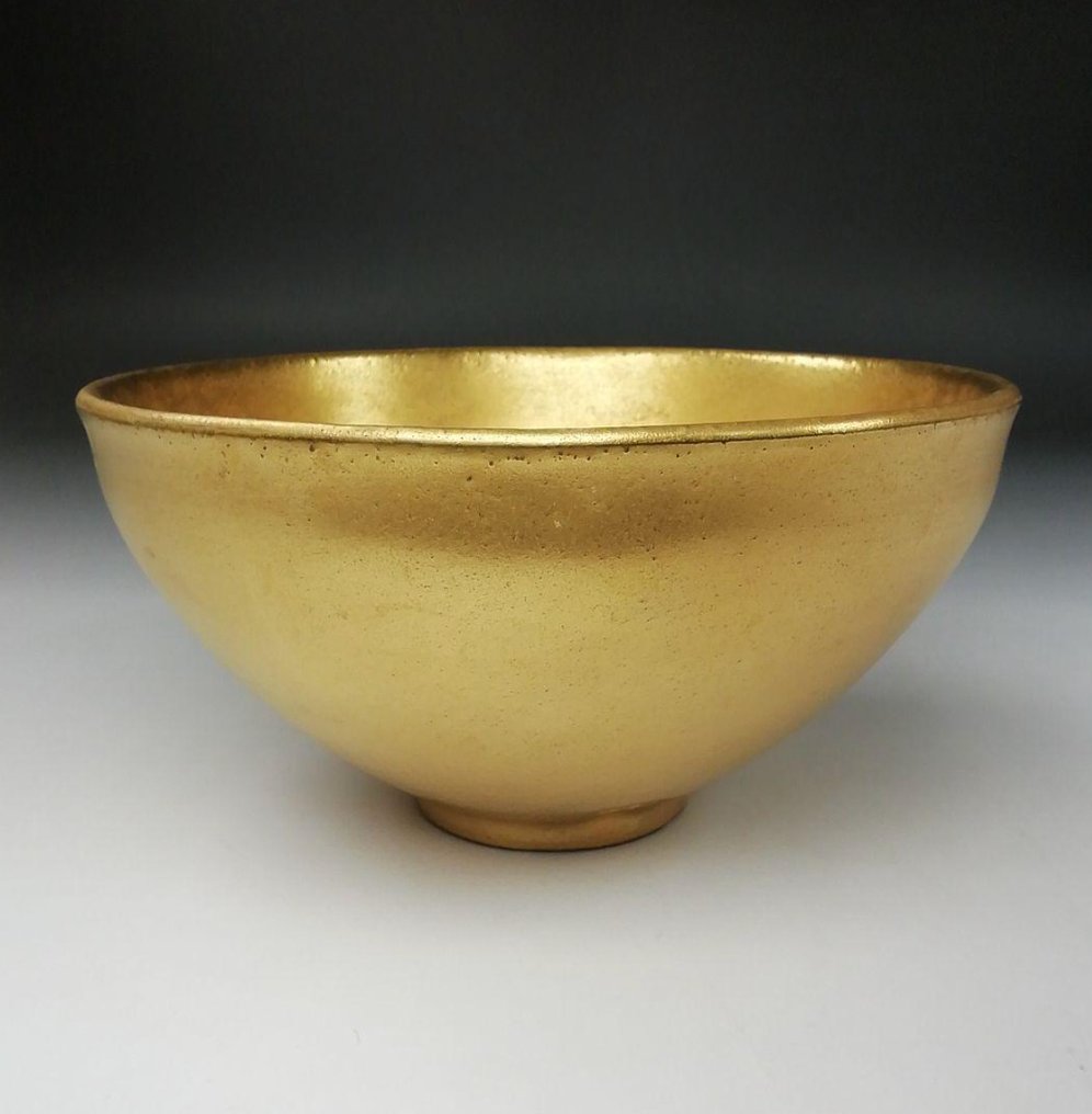 Free shipping! / Shūrakusō - Chawan - Byōbu, χρυσό Chawan, κύπελλο τσαγιού, ιαπωνική τελετή τσαγιού. - Matcha #4.3