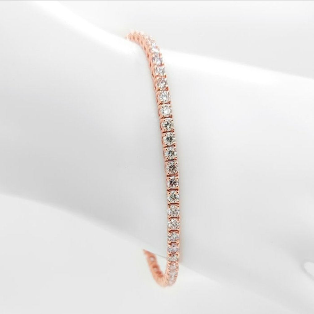Βραχιόλι τένις - 14 καράτια Ροζ χρυσό -  5.20ct. tw. Διαμάντι (Φυσικό) - Διαμάντι #3.2