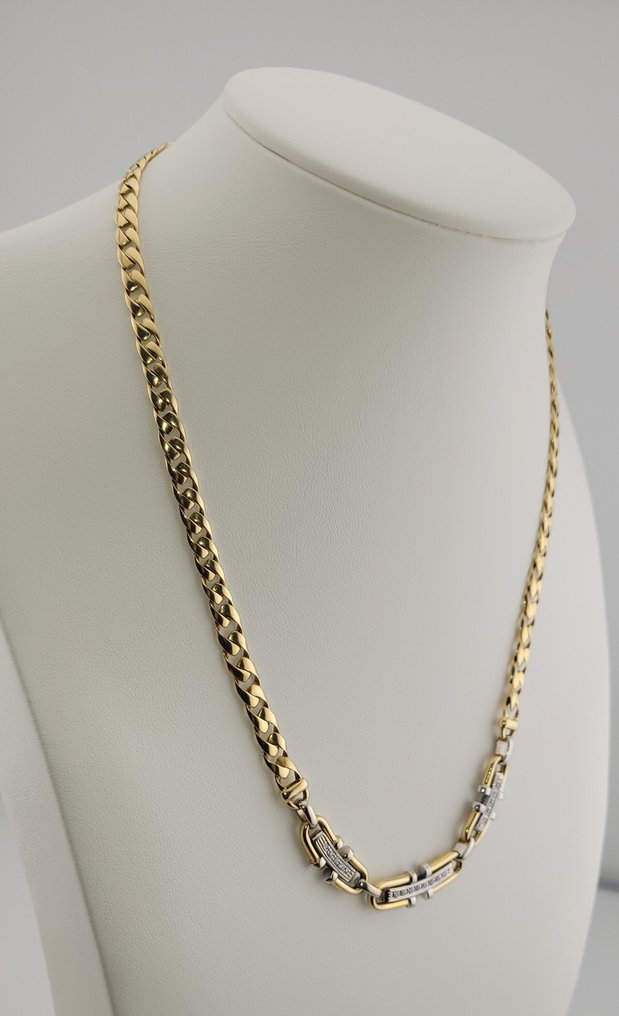 Κολιέ - 18 καράτια Κίτρινο χρυσό, Λευκός χρυσός - 0.25ct. tw. Διαμάντι (Φυσικό) - Κομψό κολιέ. #1.0