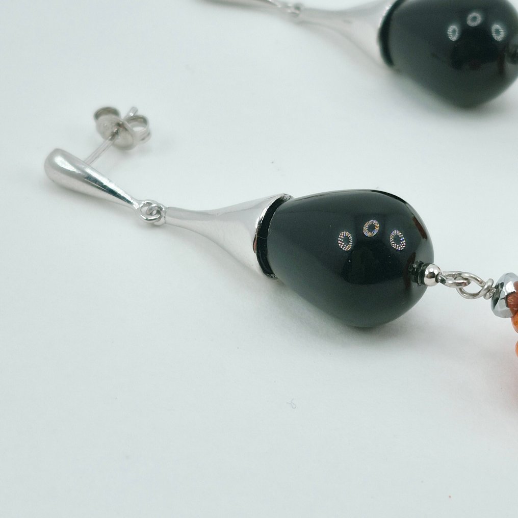 血珊瑚 - 银 - 耳环 - ONICE E CORALLO SCIACCA #4.3