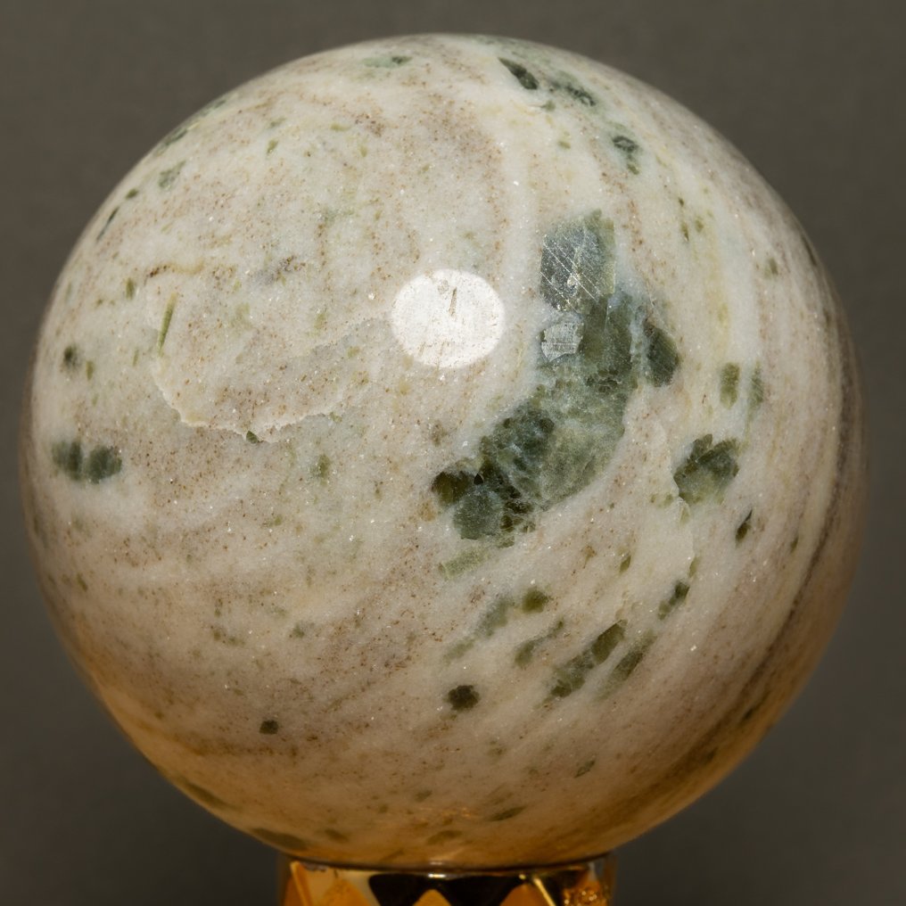 Green Tourmaline Fine Large Green Tourmaline Sphere - Height: 10.15 cm - Width: 10.15 cm- 1540 g #3.2