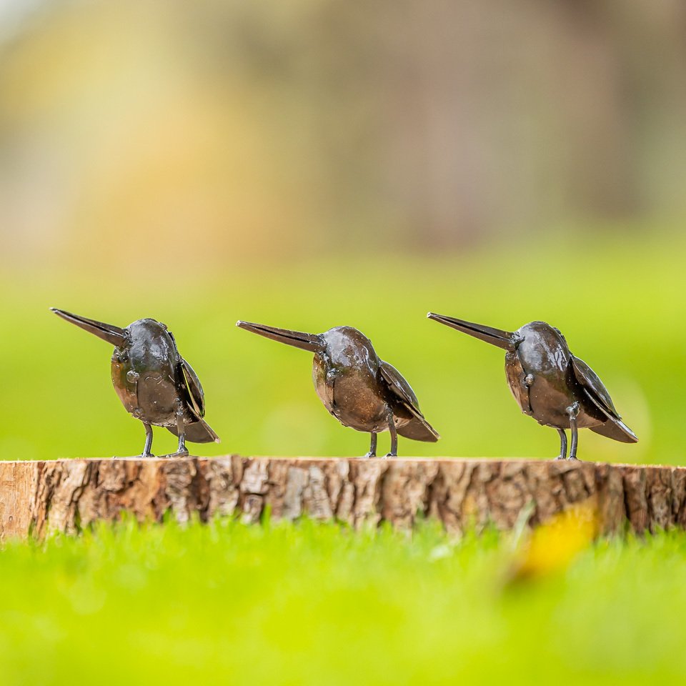 Drie metalen ijsvogels - Statuetta - Metallo #4.3