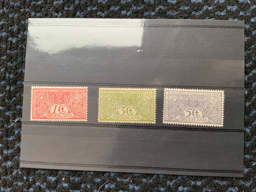 荷兰 1906/1906 - 结核病邮票,附有H. Vleeming的证明 - NVPH 84 t/m 86 #1.0