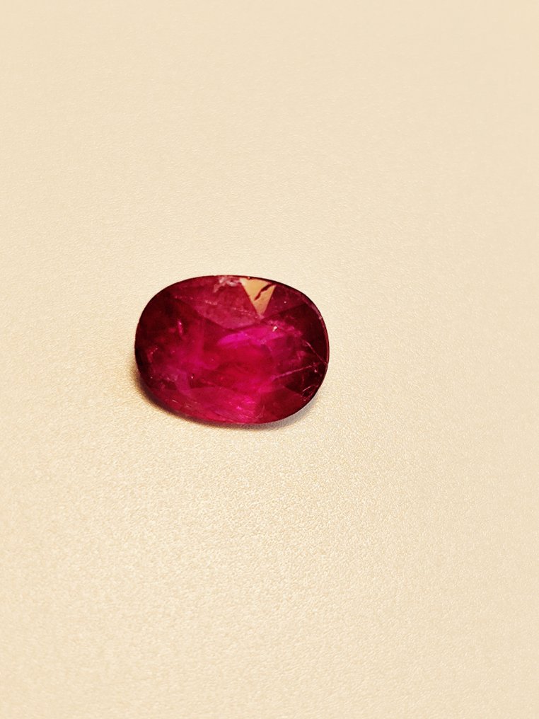 1 pcs Rood Robijn - 1.56 ct - Bellerophon Gemlab - Ruby 1.564 onverwarmd #1.0
