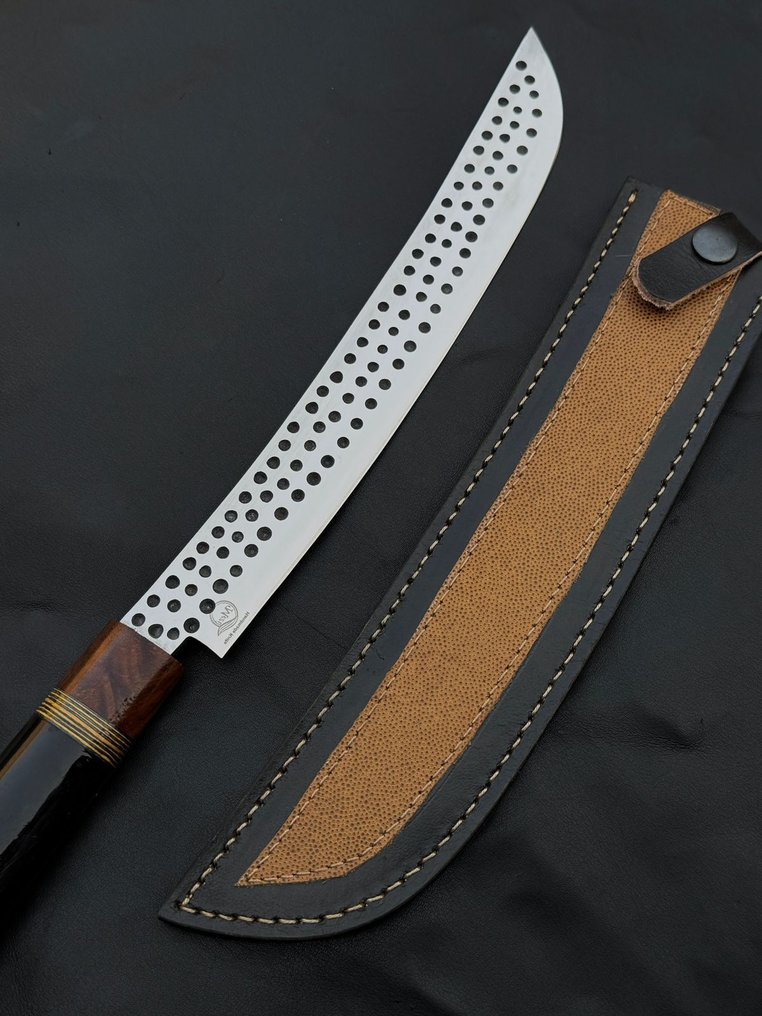 厨刀 -  厨房刀具 - 不锈钢12C27刀片，木柄厨师刀 - 木头 - 亚洲 #1.0