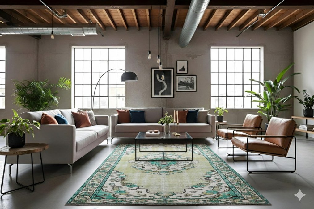 大型绿色复古 - 小地毯 - 305 cm - 170 cm - 有证书 #1.0