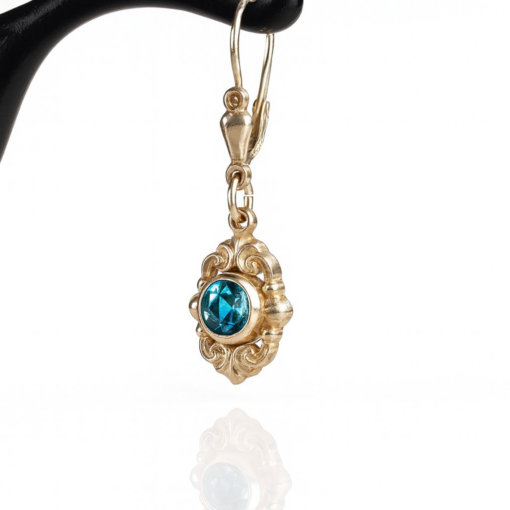 没有保留价 - 耳环 银 黄宝石 - 维多利亚风格 #1.0