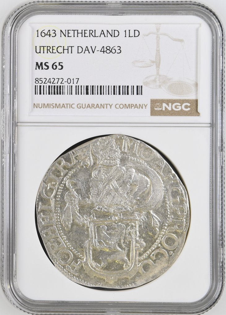 Alankomaat, Utrecht Leeuwendaalder 1643 NGC MS 65 - the highest score in NGC #1.0