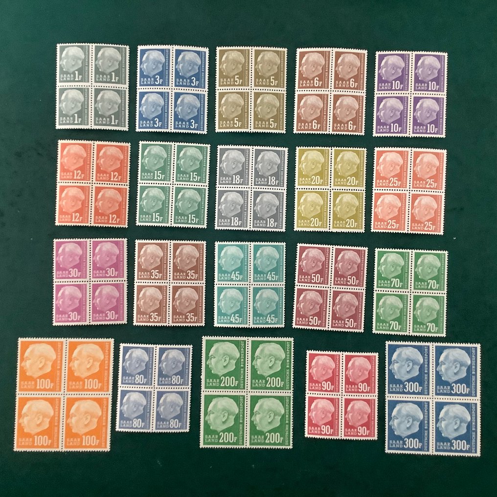 Σάαρλαντ 1957 - Heuss II σε μπλοκ των τεσσάρων. - Michel 409/428 #3.2