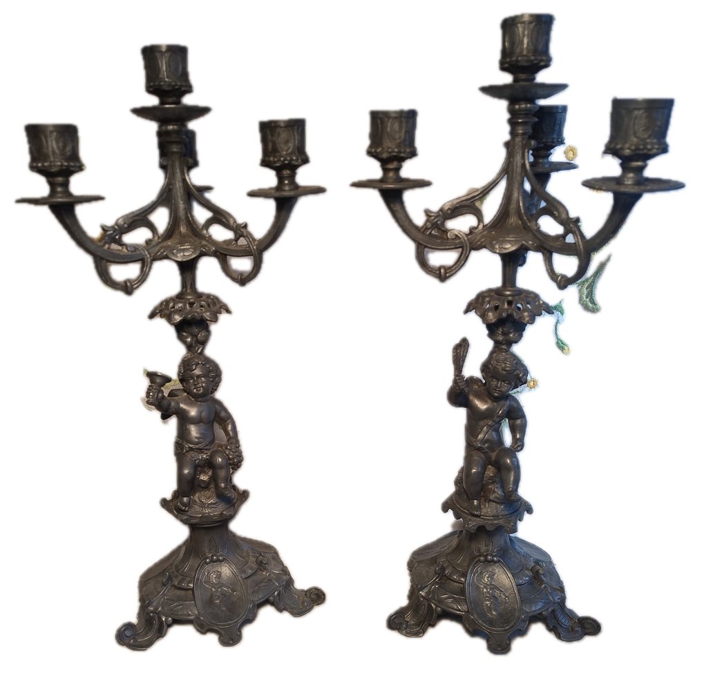 falot - Candelabrum (2) - Tin - Superb pair of street lamps #1.0