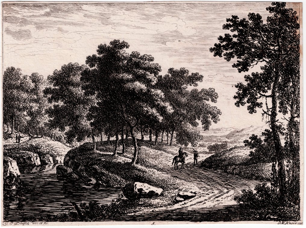 Johann Christoph Dietzsch (1710-1769) - Landscape with travelers on a country road #4.3