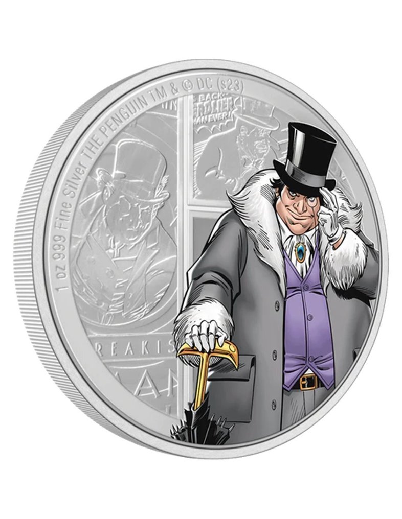 Niue. 2 Dollars 2023 THE PINGUIN DC Villains 1 Oz 1 Oz (.999) mit CoA und BOX #1.0