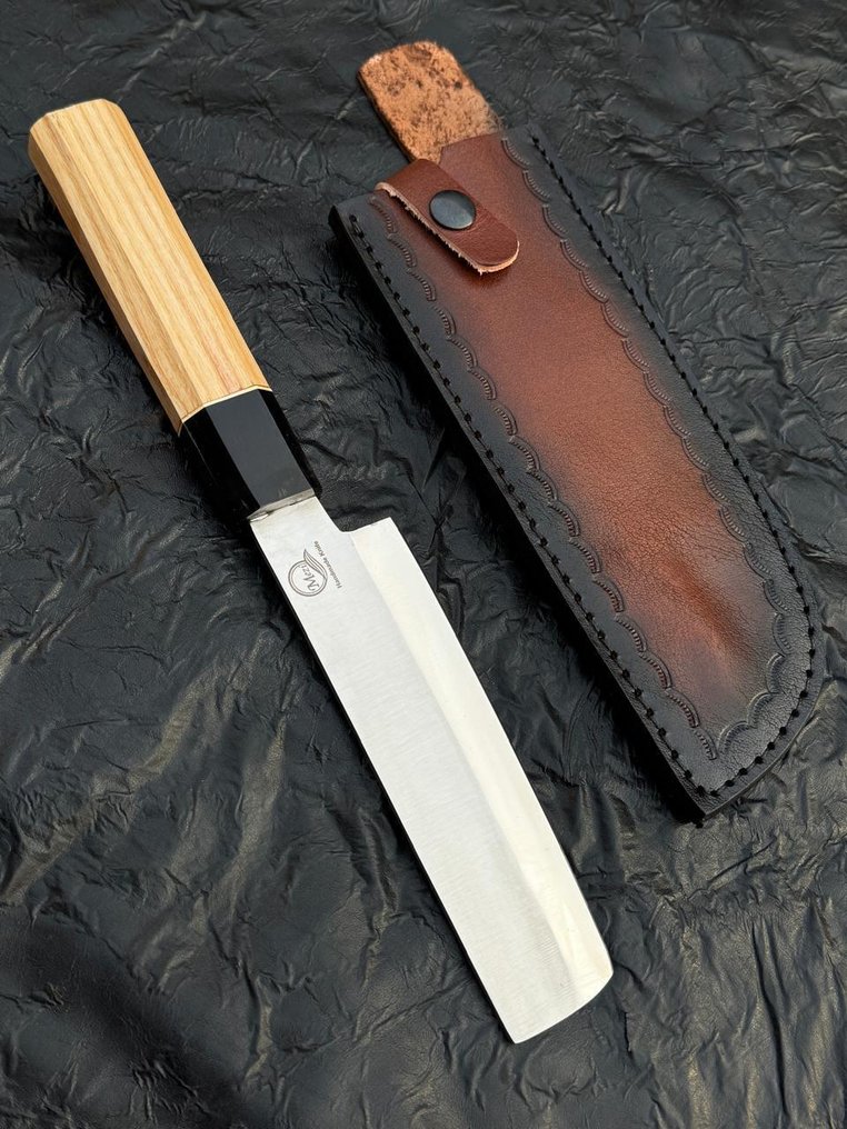 厨刀 -  厨房刀具 - 不锈钢12c27厨师刀，水牛角柄配ASH木柄 - 木头 - 亚洲 #2.1